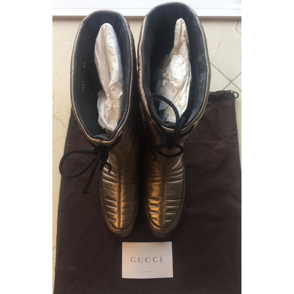 Gucci Women's Boots Winter Ski Snow GG Logo Gold Brown NEW Authentic  IT 36 US 6 - Picture 8 of 12